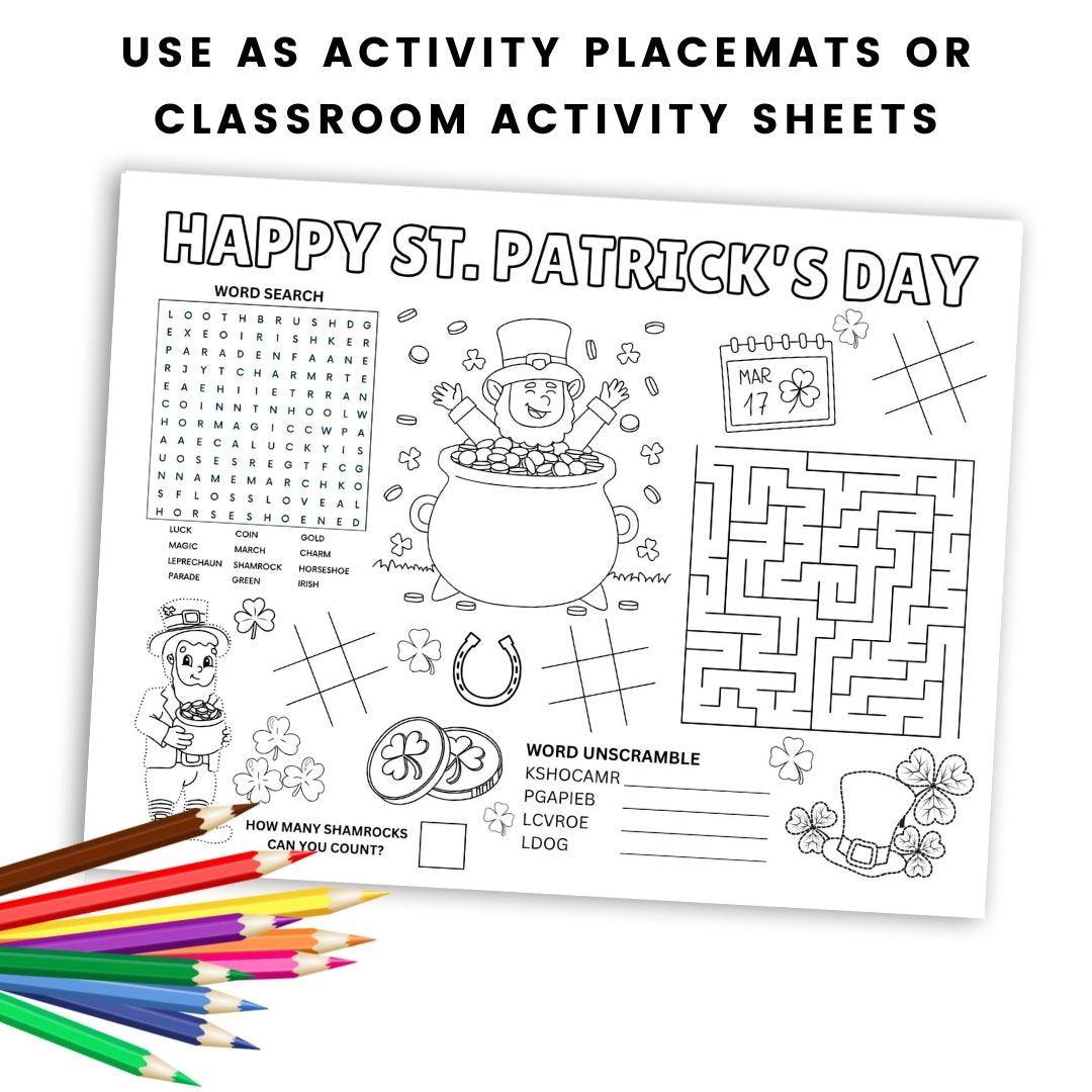 St Patrick's Day Activity Placemats - Simplify Create Inspire