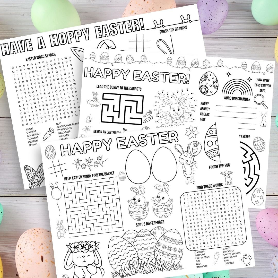 Easter Activity Placemats - 3 Designs Included - Simplify Create Inspire