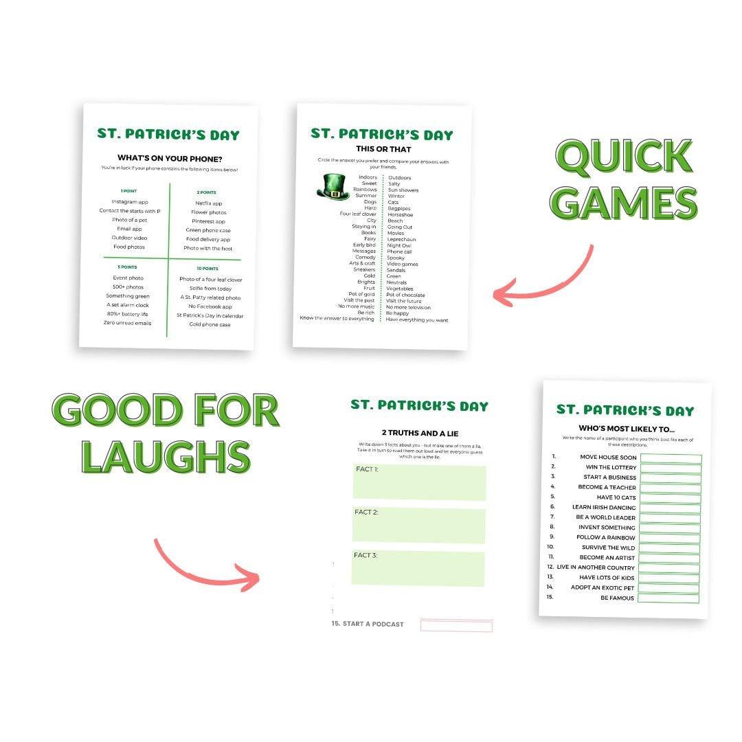 St Patrick's Day Party Games Bundle - 24 Games - Simplify Create Inspire