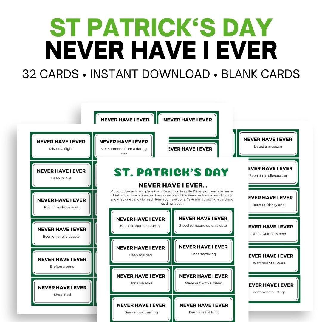 St Patrick's Day Never Have I Ever Game - Simplify Create Inspire
